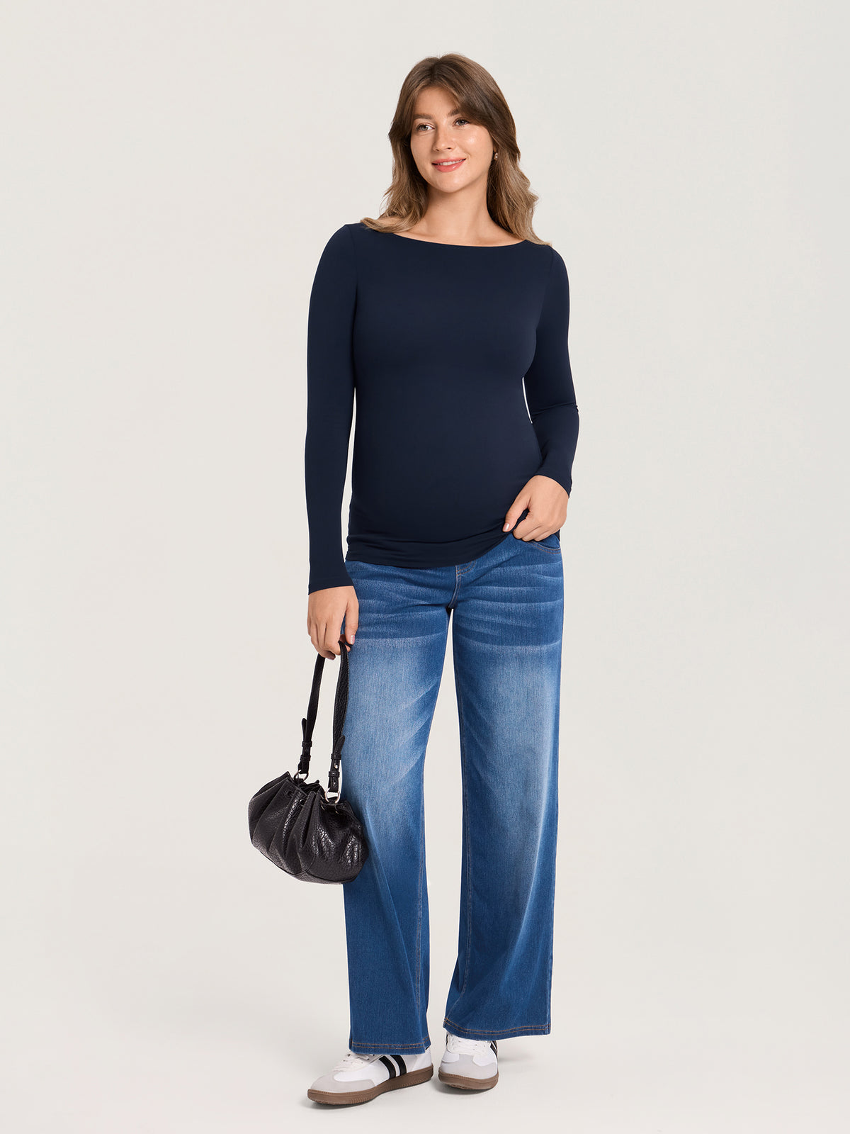 AirSofta Boatneck Maternity Top - Long Sleeves